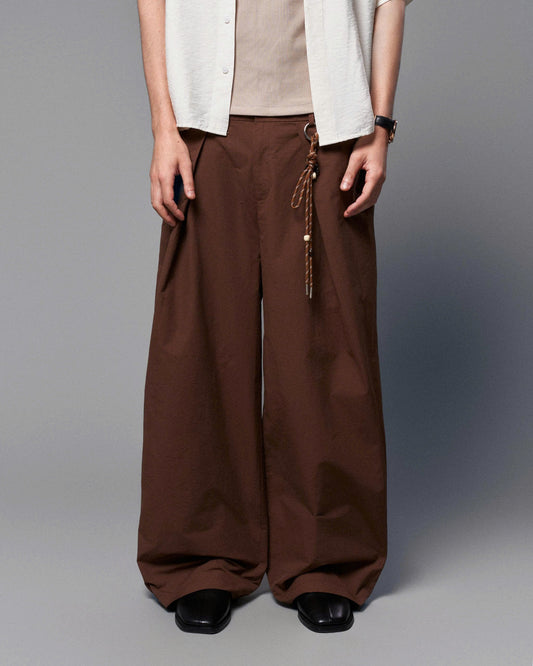 Quần dài ống suông vải dù nâu