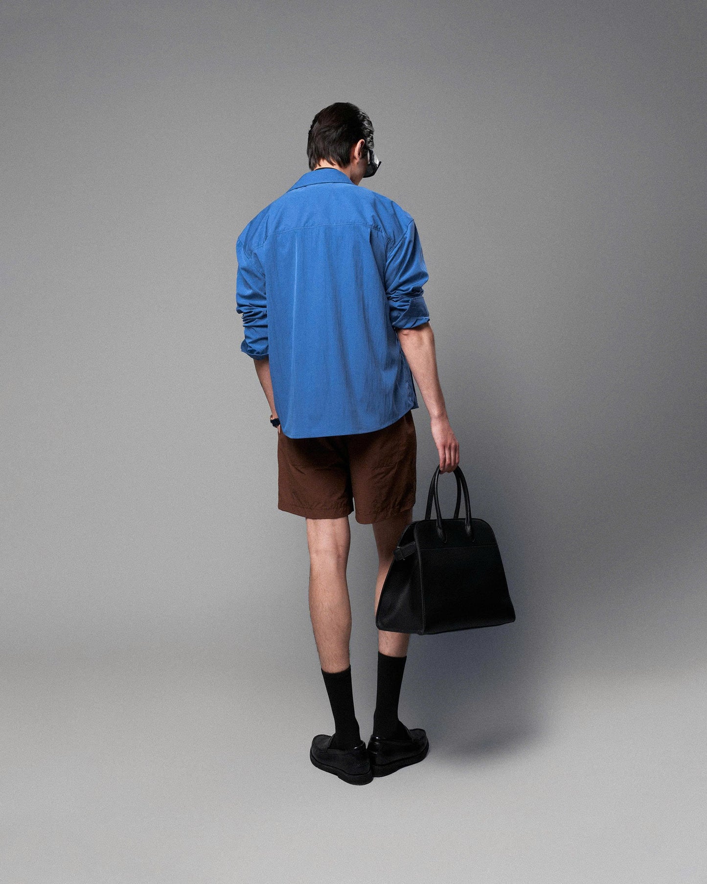 Áo sơ mi tay dài xếp li xanh