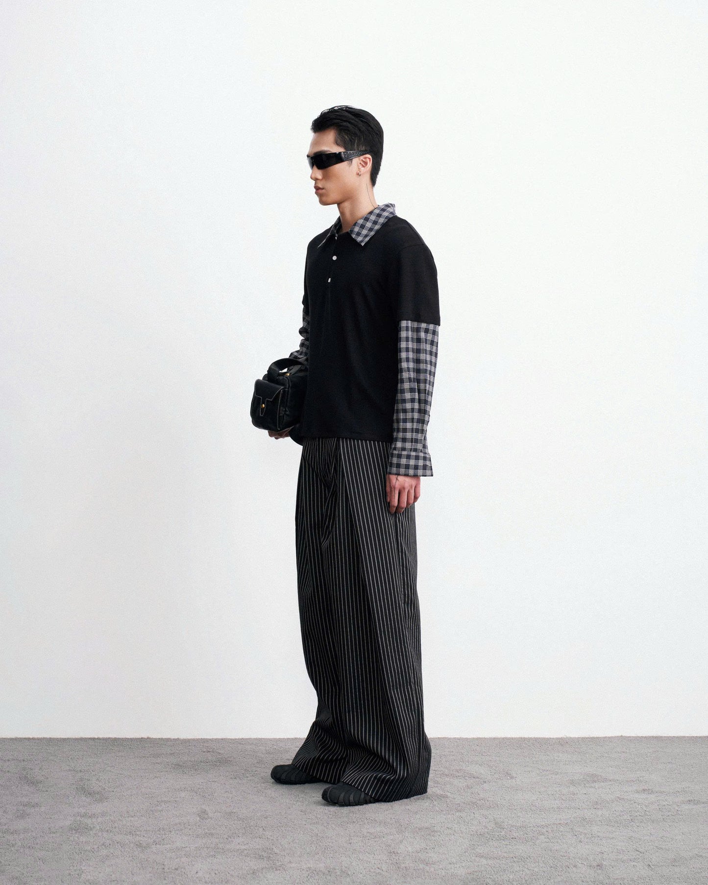 Áo thun tay dài phối caro đen - Rot Top