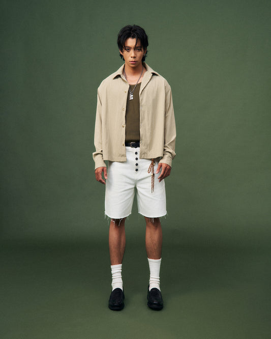 Áo sơ mi nam tay dài màu beige