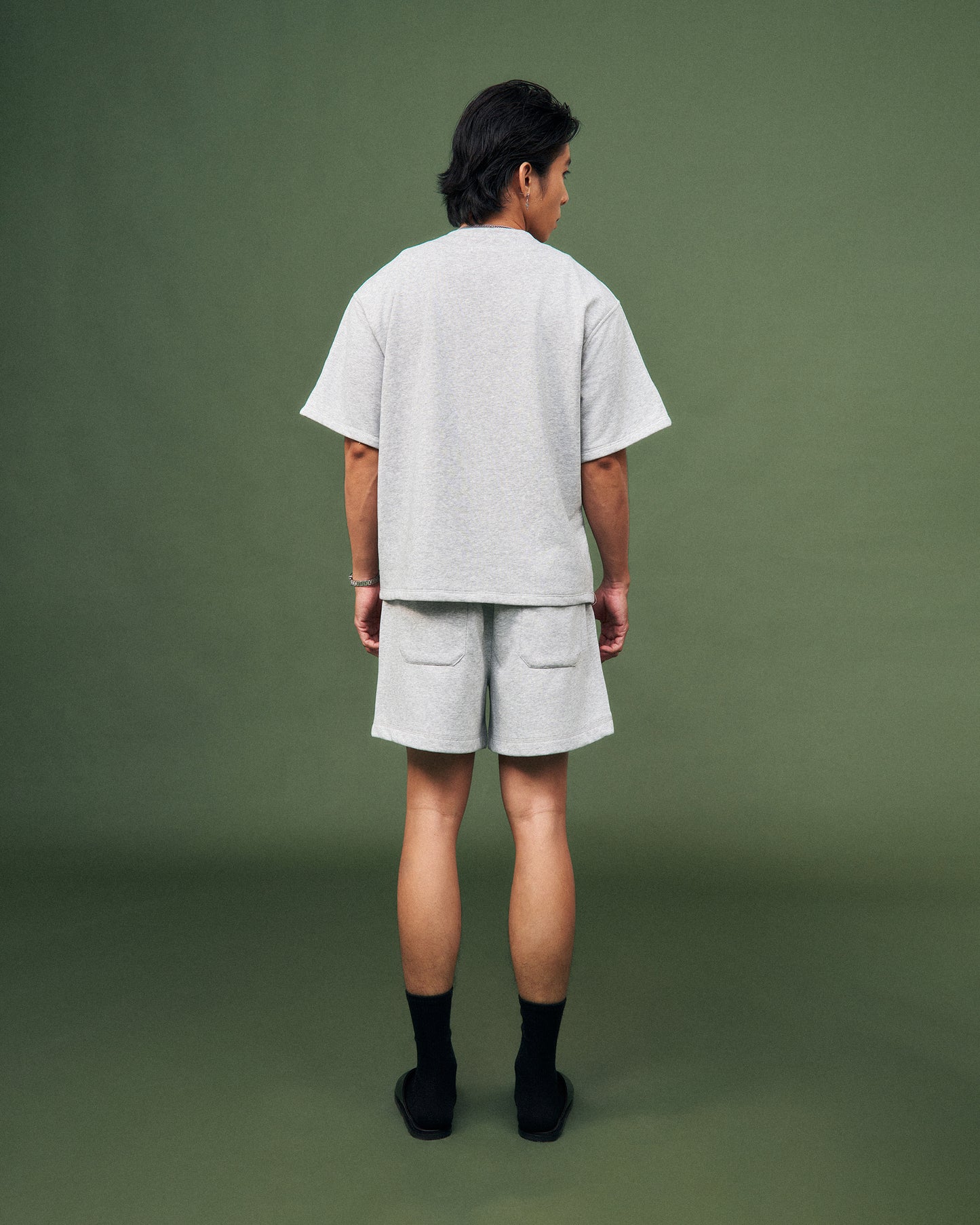 Quần shorts nỉ thun xám
