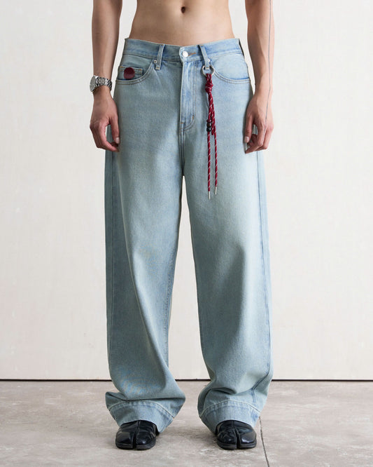 Quần jeans nam dài ống rộng