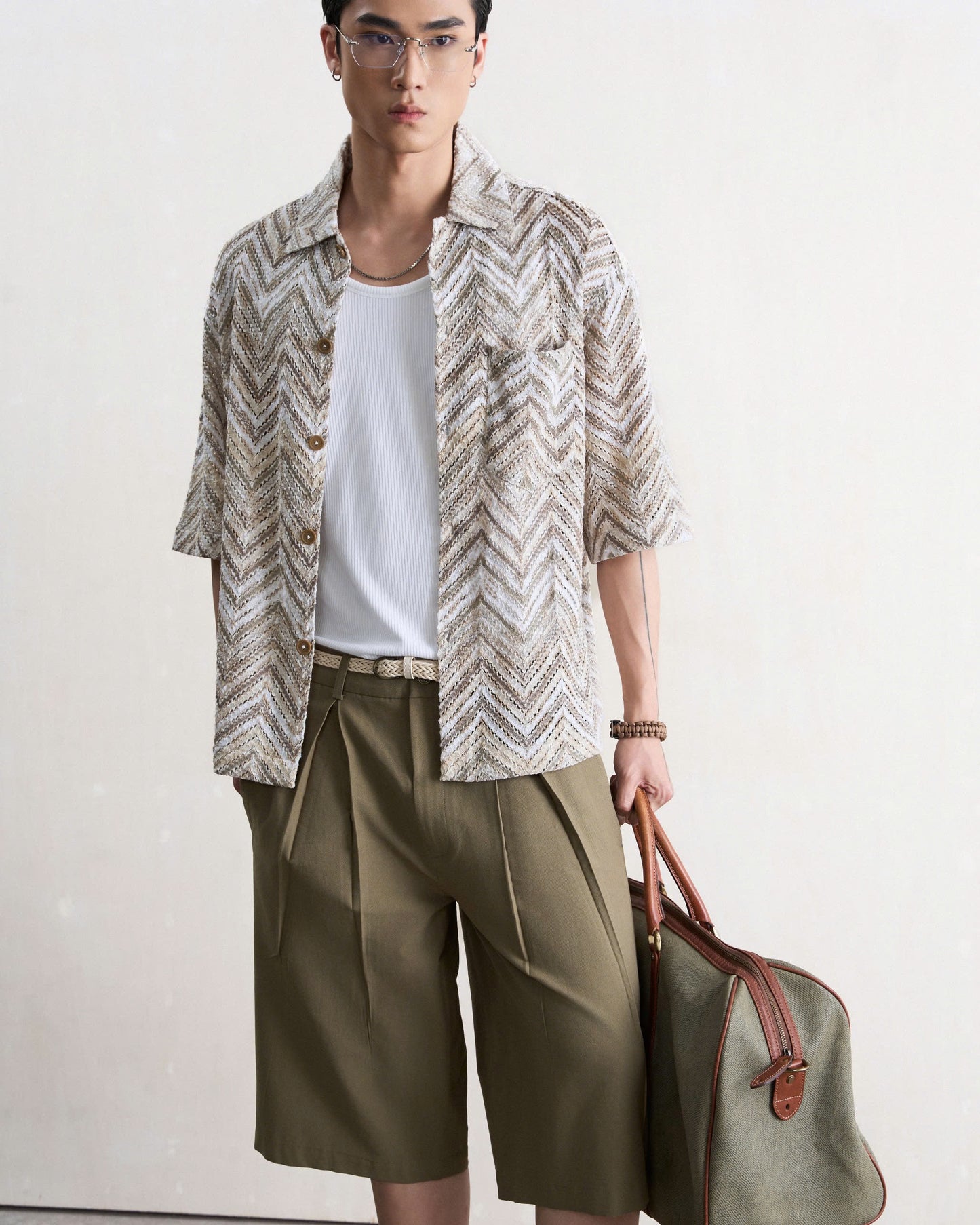 Quần short nam lửng xanh rêu