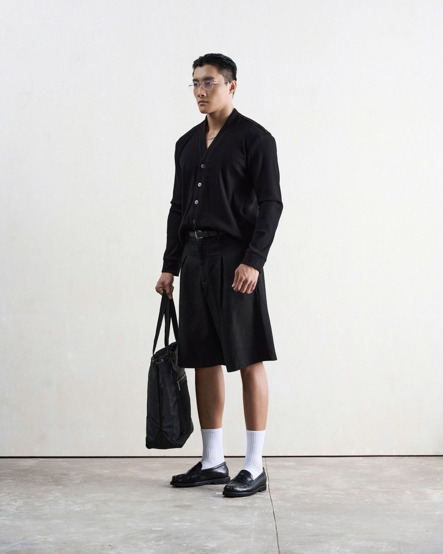 Áo cardigan nam màu đen