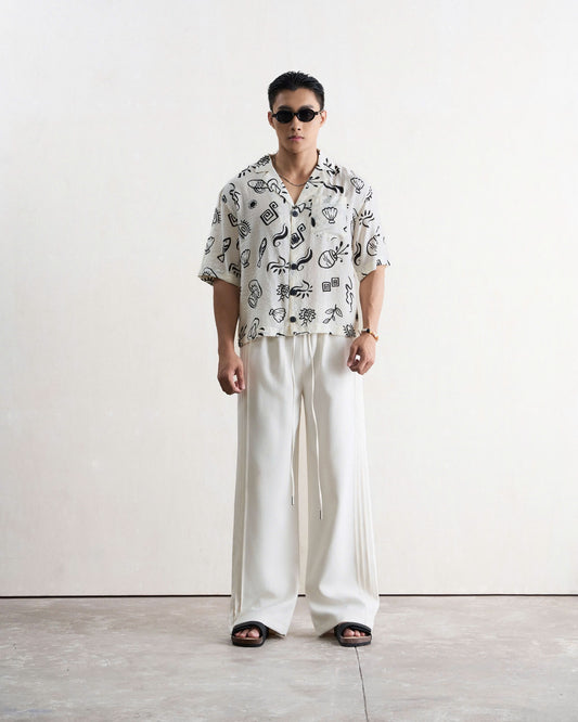 Áo sơ mi nam họa tiết form boxy