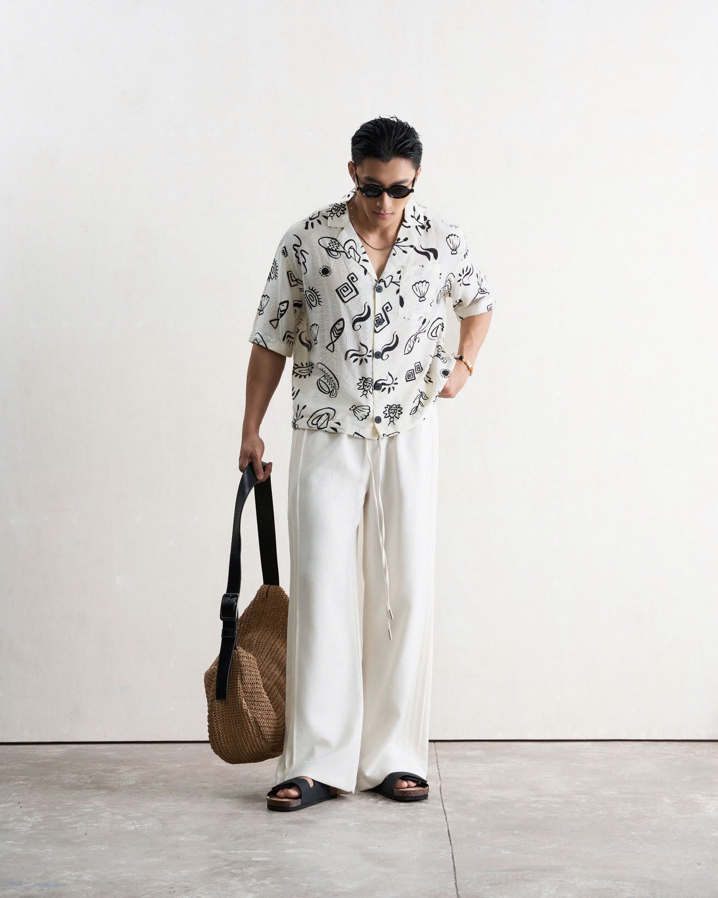 Áo sơ mi nam họa tiết form boxy