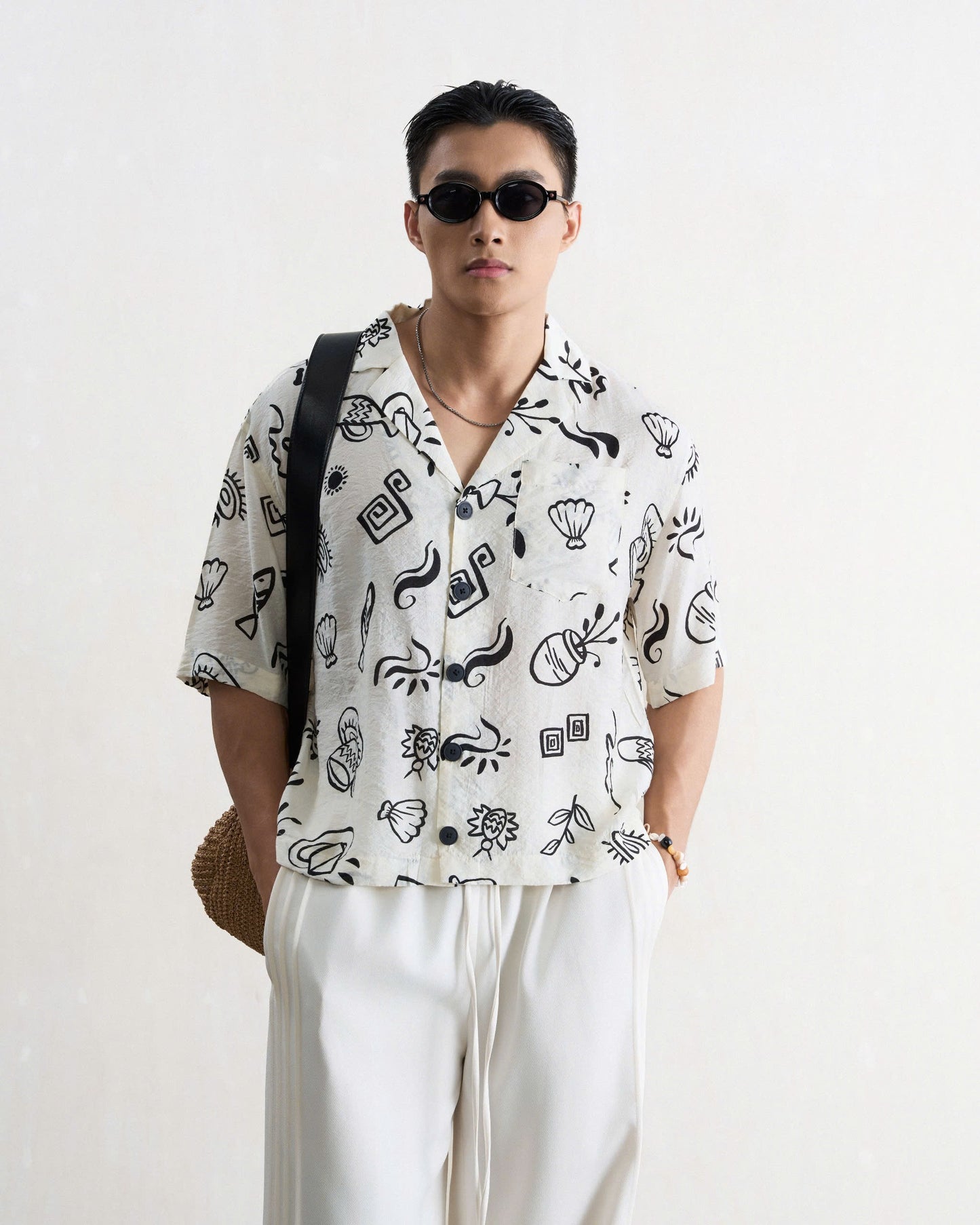 Áo sơ mi nam họa tiết form boxy