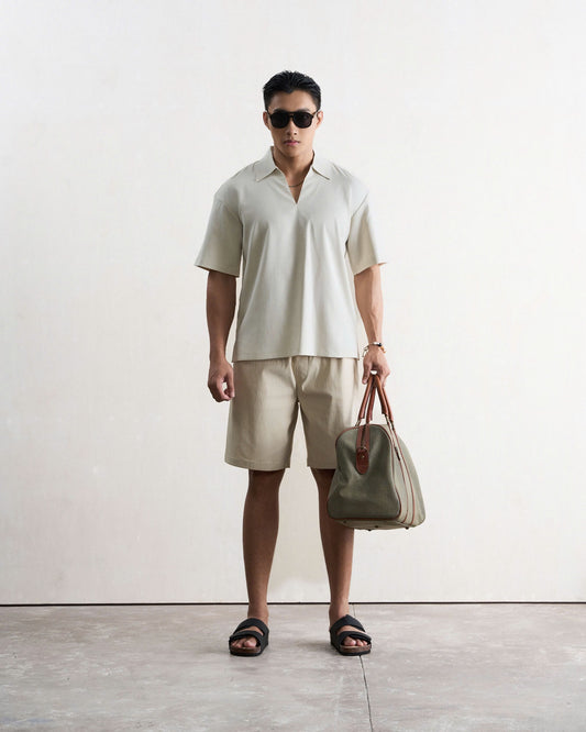 Quần short kaki nam màu kem
