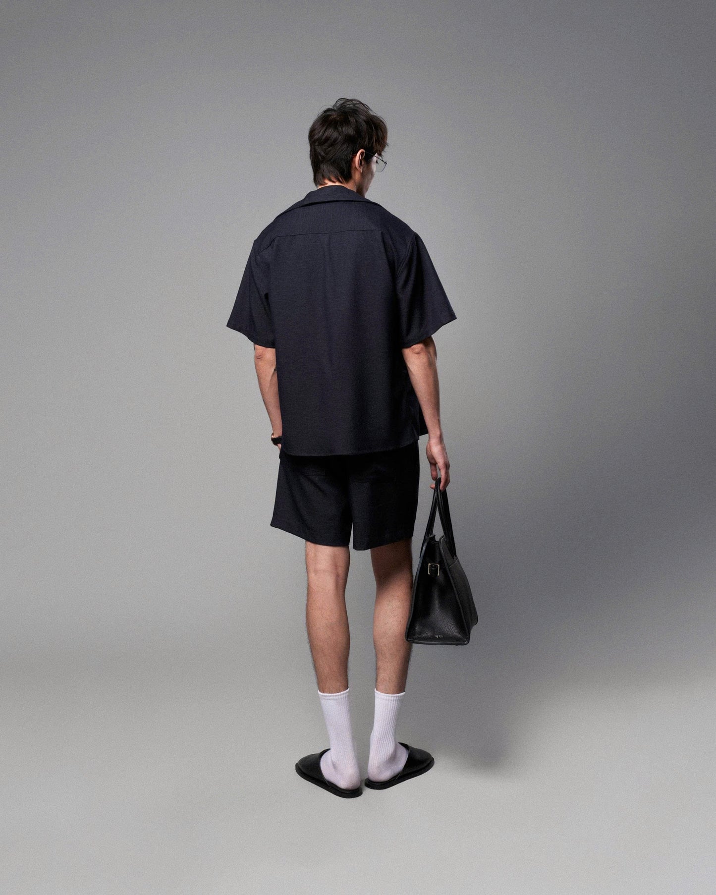 Quần shorts lưng thun xanh denim