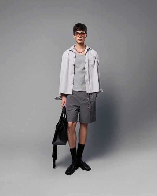 Quần shorts vải dù xám