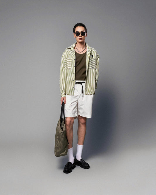 Quần shorts vải dù trắng