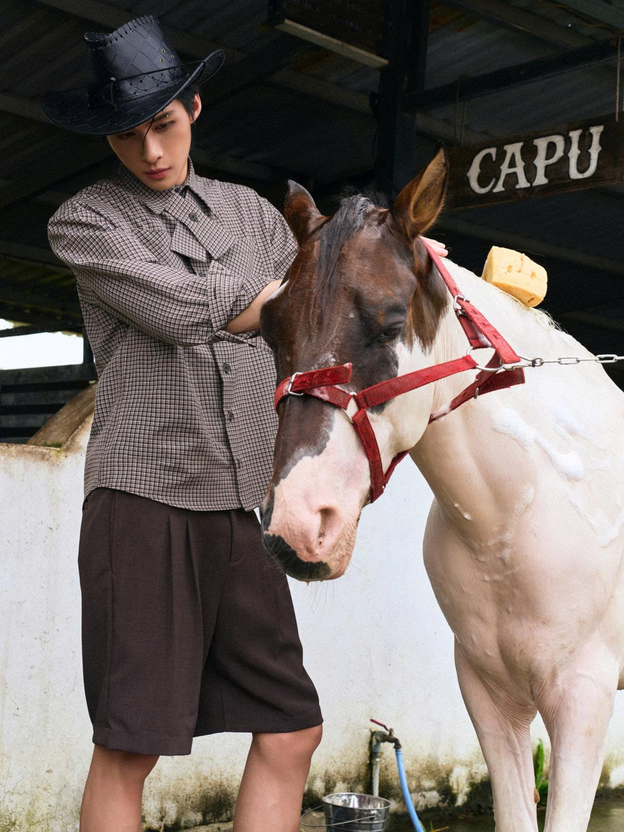 Quần shorts dáng lửng nâu đậm