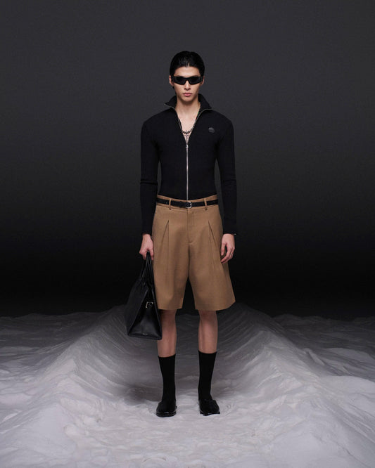 Áo thun gân tay dài ôm body đen