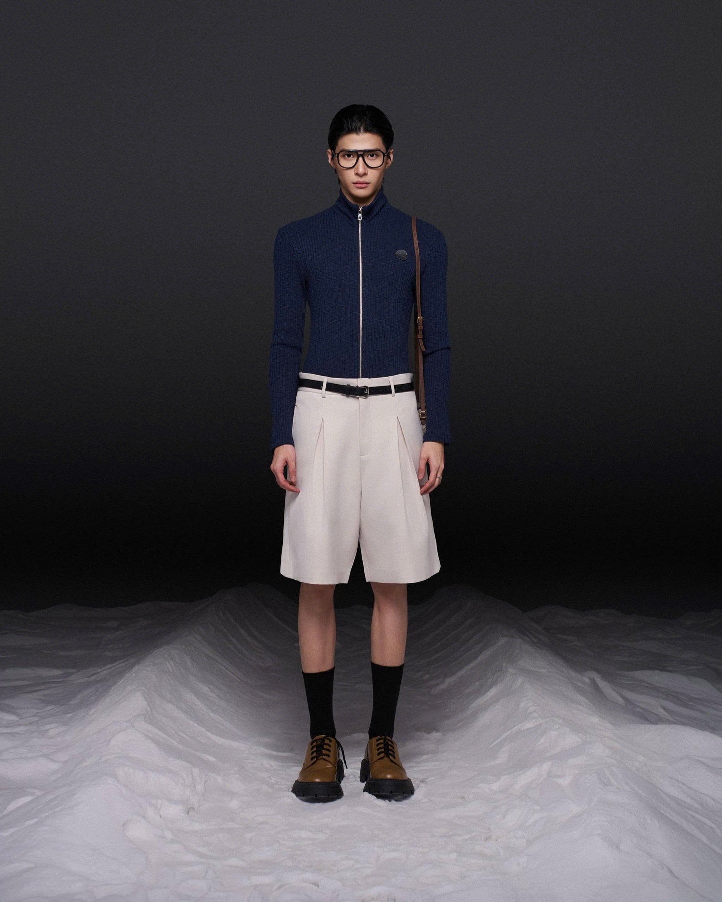 Áo thun gân tay dài ôm body navy