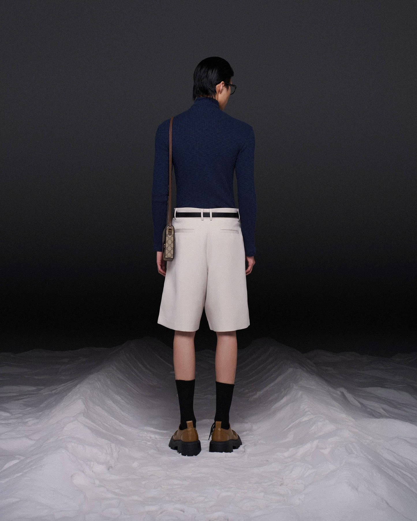 Áo thun gân tay dài ôm body navy