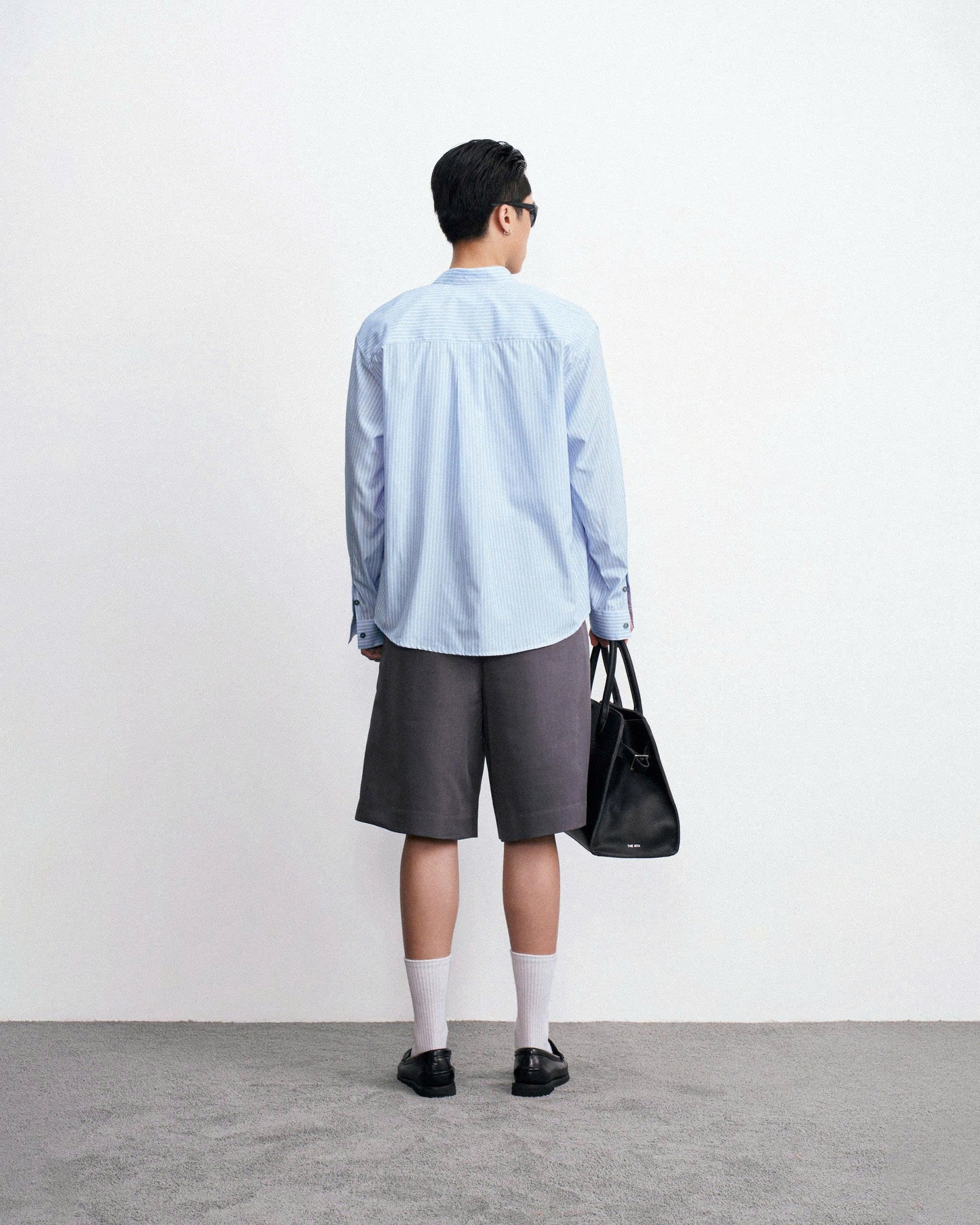 Áo sơmi tay dài kẻ sọc xanh dương - Cham Top