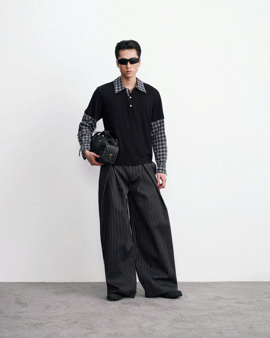 Áo thun tay dài phối caro đen - Rot Top